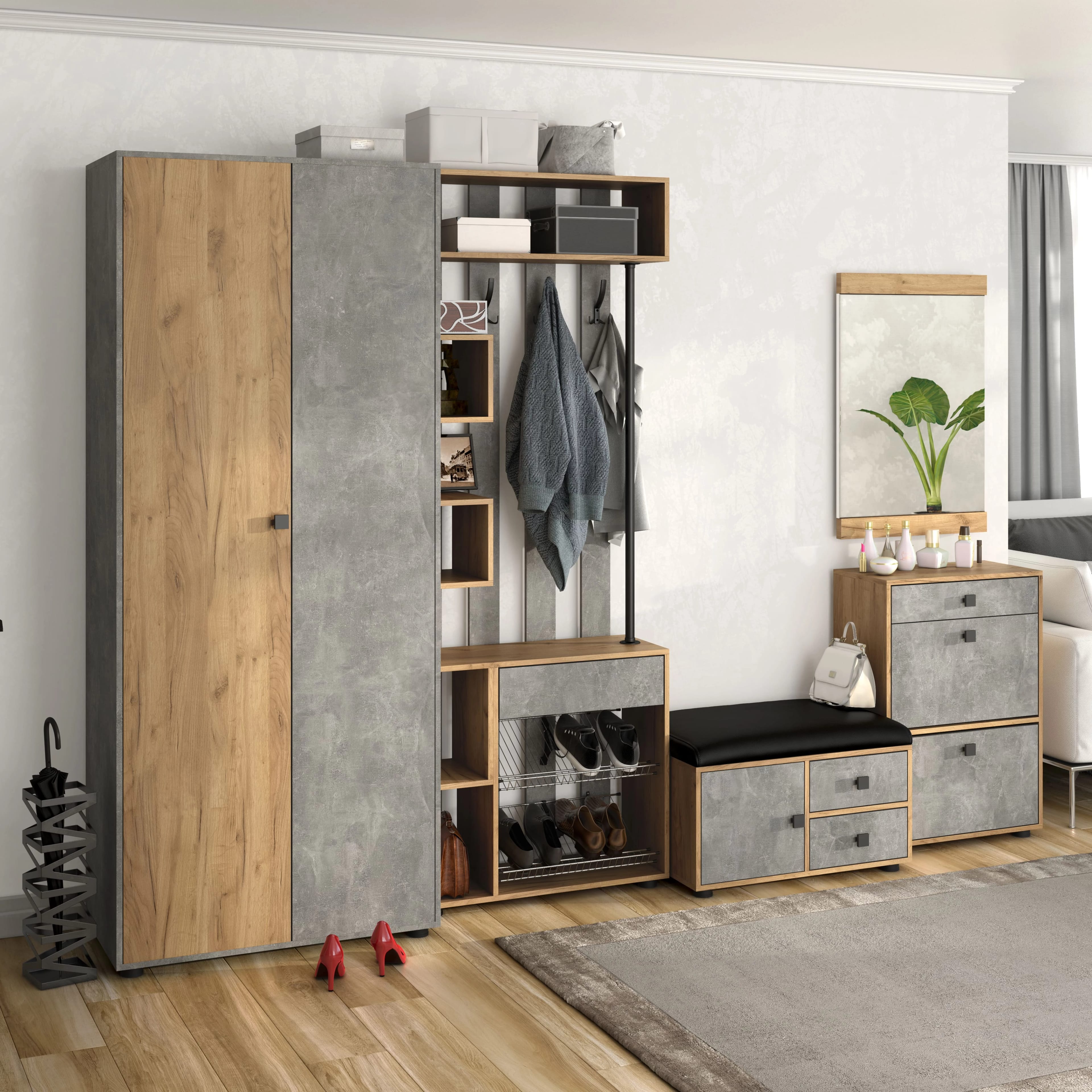 МИНИ (Дуб золотой крафт/ателье светлый (бетон)) - фото 5