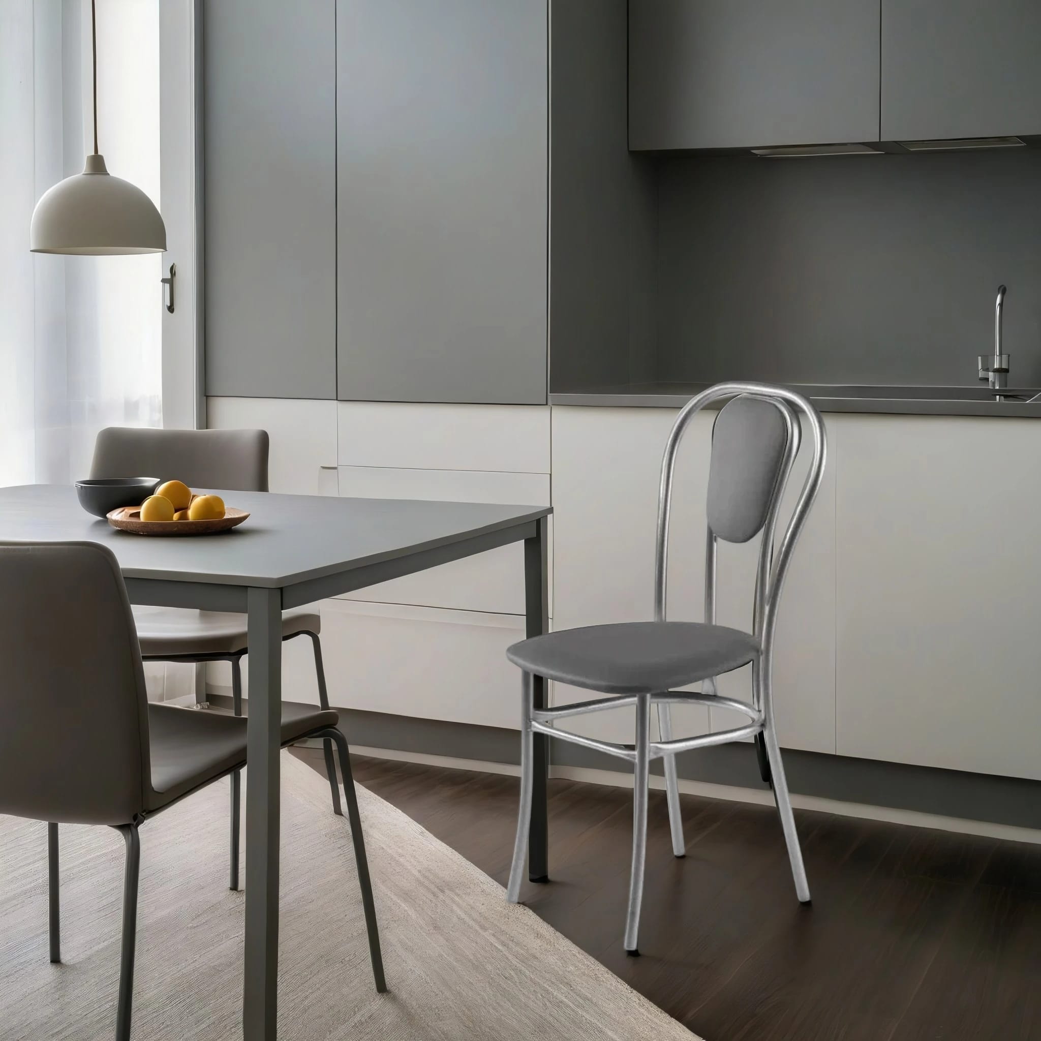 ВЕНСКИЙ-М (сиденье: ВИК MARVEL gray (серый)/каркас: алюминий (светло-серый)) - фото 3