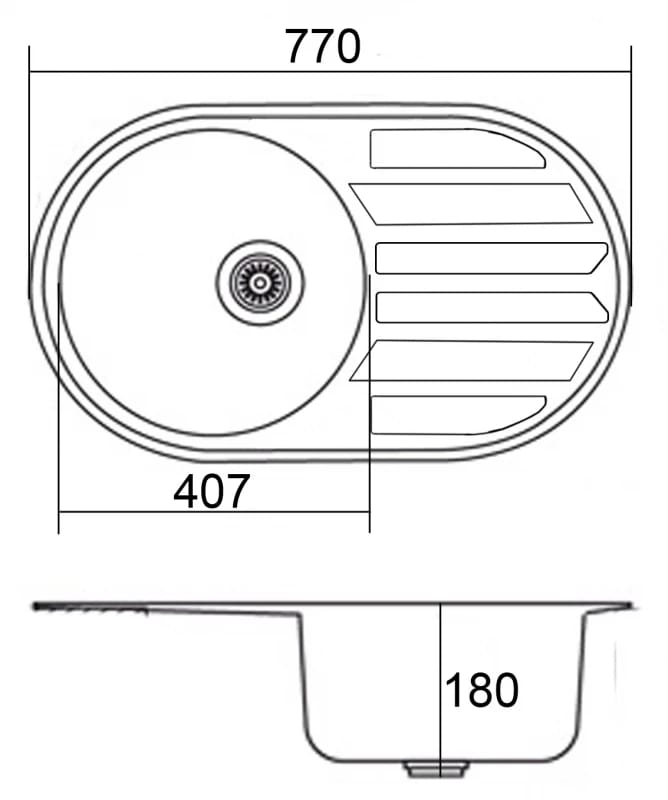 EMAR, мойка врезная 770*500мм (арт. T7750B) (чаша выпуска, система слива) - фото 3