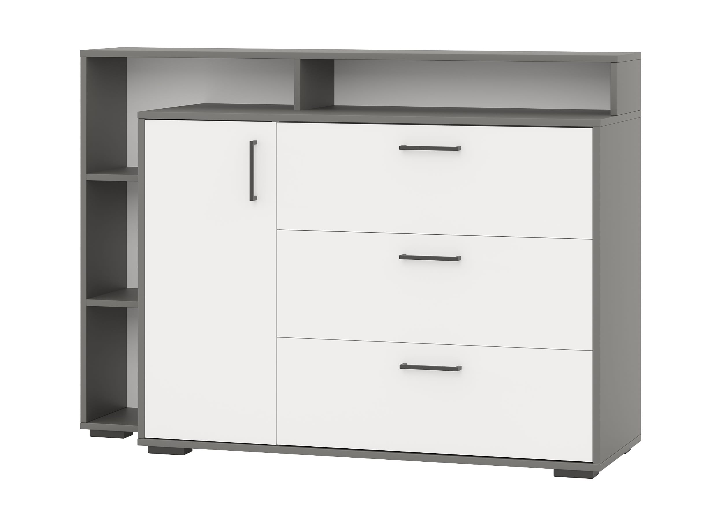 КОМОД С ДВЕРКОЙ И 3ЯЩ. (АРТ. 4-4423) (1320*430*935 ММ) (графит/белый) - фото 1