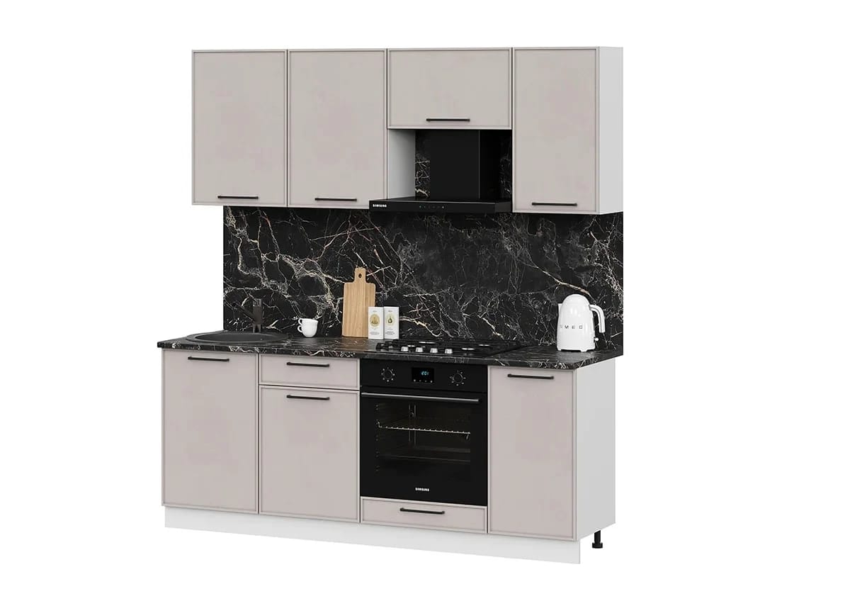 ЛИБЕРТИ (белый/шампань/столешница (1,0м, 1,0 м): мрамор марквина черный 26 мм) - фото 1