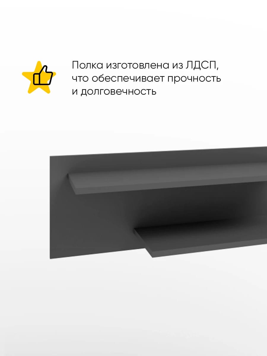 ПОЛКА 1000 (1000*250*300 ММ) (графит) - фото 2