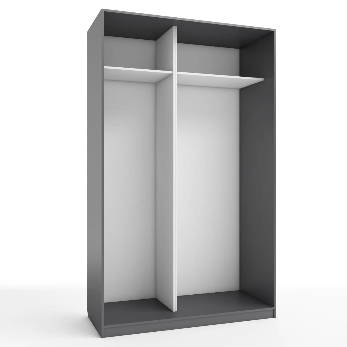 КОРПУС ШКАФА 1400*600*2300 ММ С АНТРЕСОЛЬНЫМИ ПОЛКАМИ (Корпус: ГРАФИТ, Наполнение: БЕЛЫЙ шагрень) - фото 1