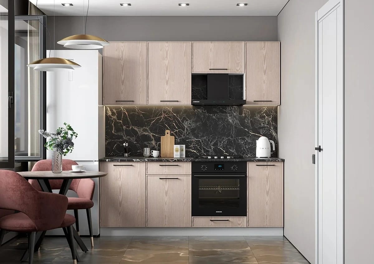 ЛИБЕРТИ (белый/лиственница/столешница (1,0м, 1,0 м): мрамор марквина черный 26 мм) - фото 5