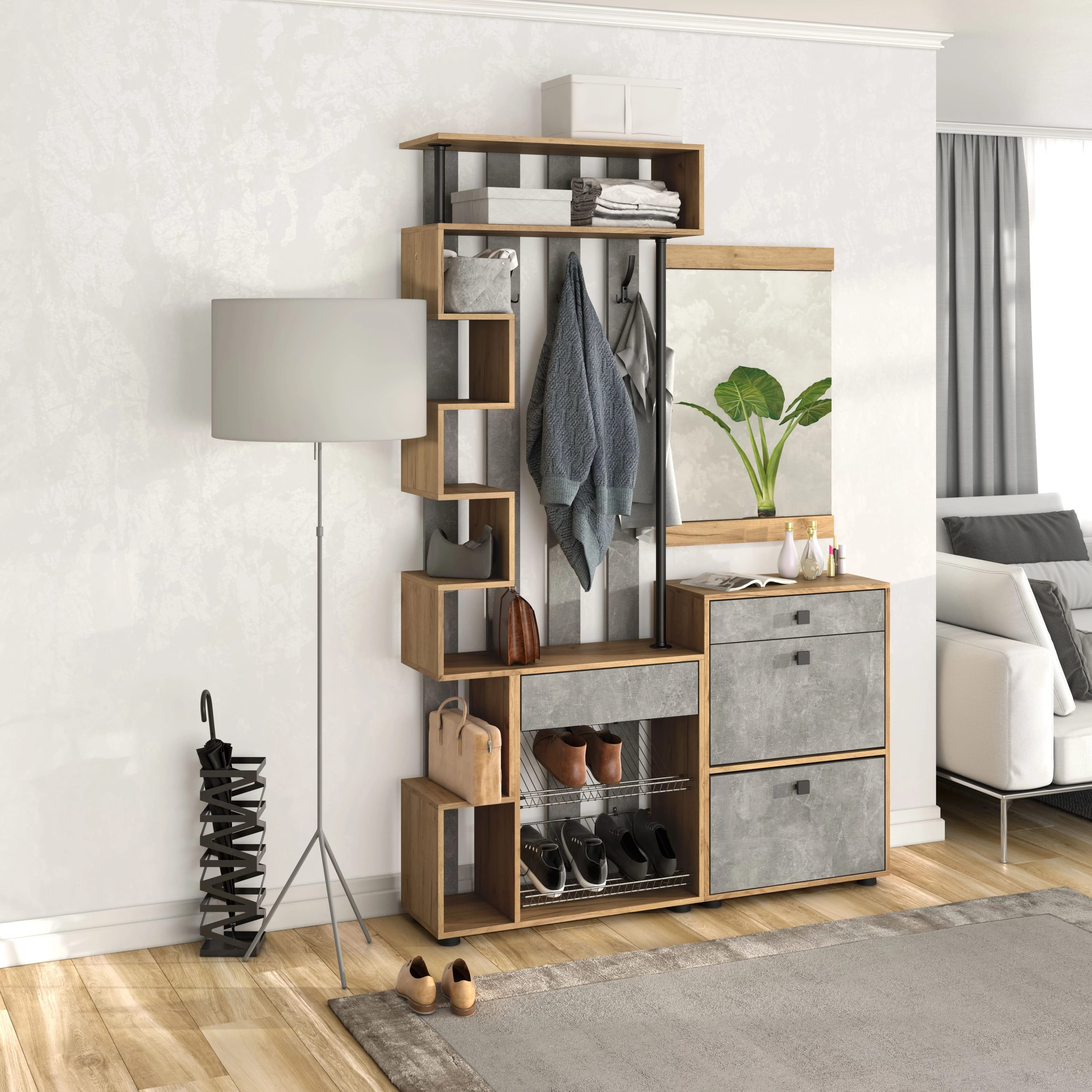 МИНИ (Дуб золотой крафт/ателье светлый (бетон)) - фото 3