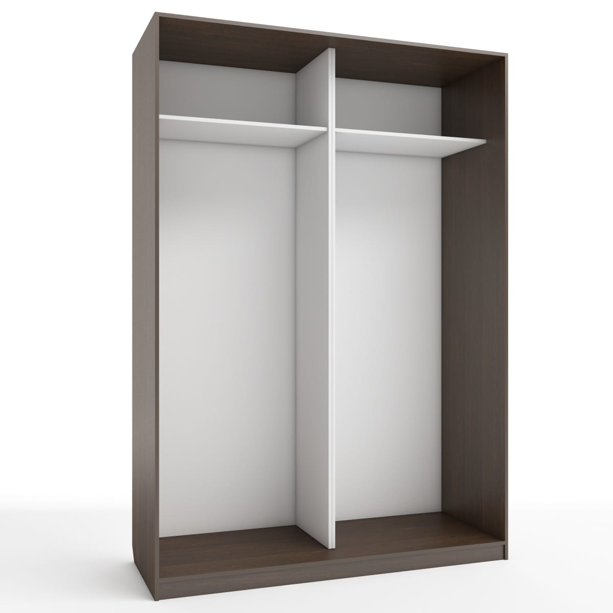 КОРПУС ШКАФА 1600*600*2300 ММ С АНТРЕСОЛЬНЫМИ ПОЛКАМИ (Корпус: ВЕНГЕ ТЕМНЫЙ, Наполнение: БЕЛЫЙ шагрень) - фото 1