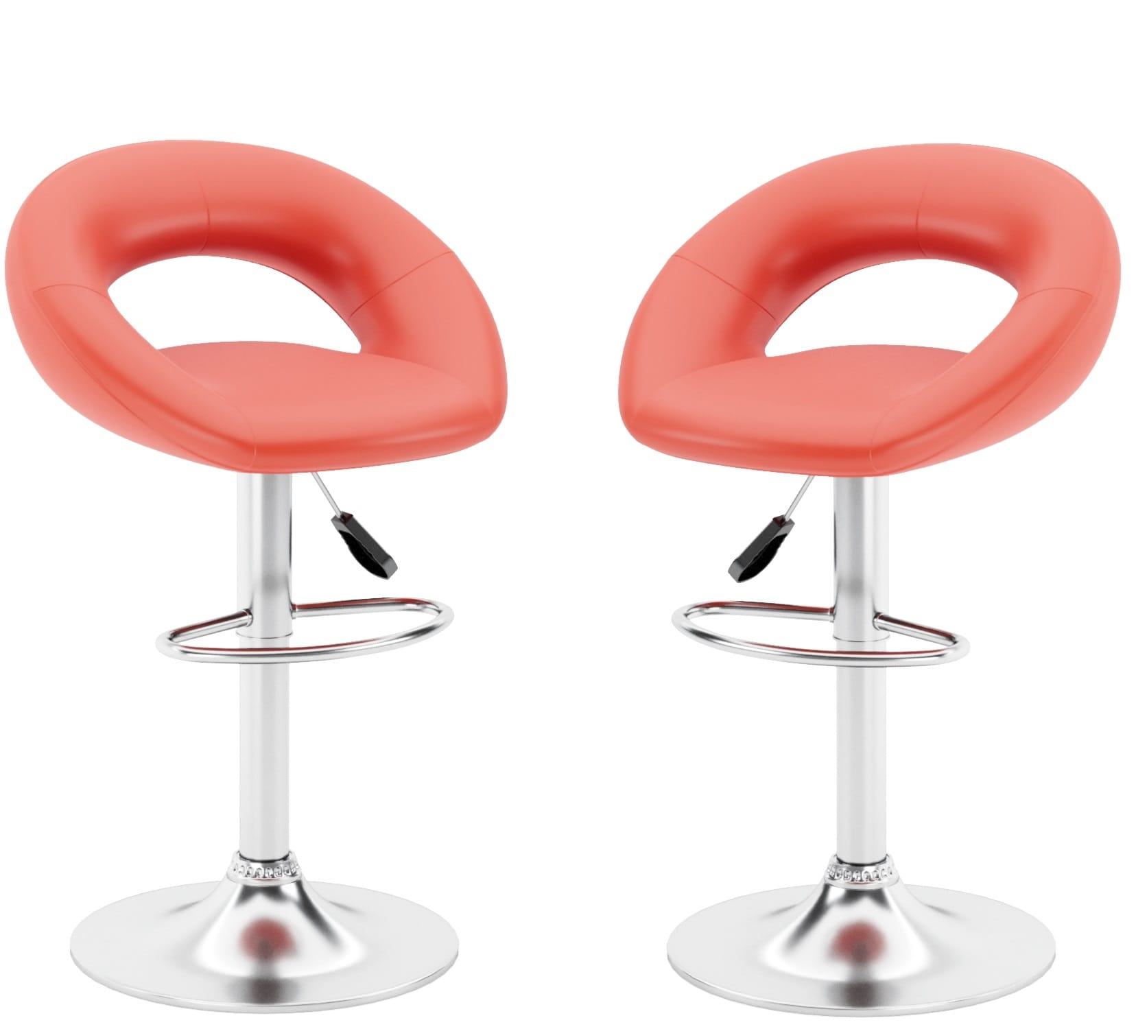 Стул барный (арт. ZS-603), опора ХРОМ (комплект 2 шт.) (PU red (к/з красн.)) - фото 1
