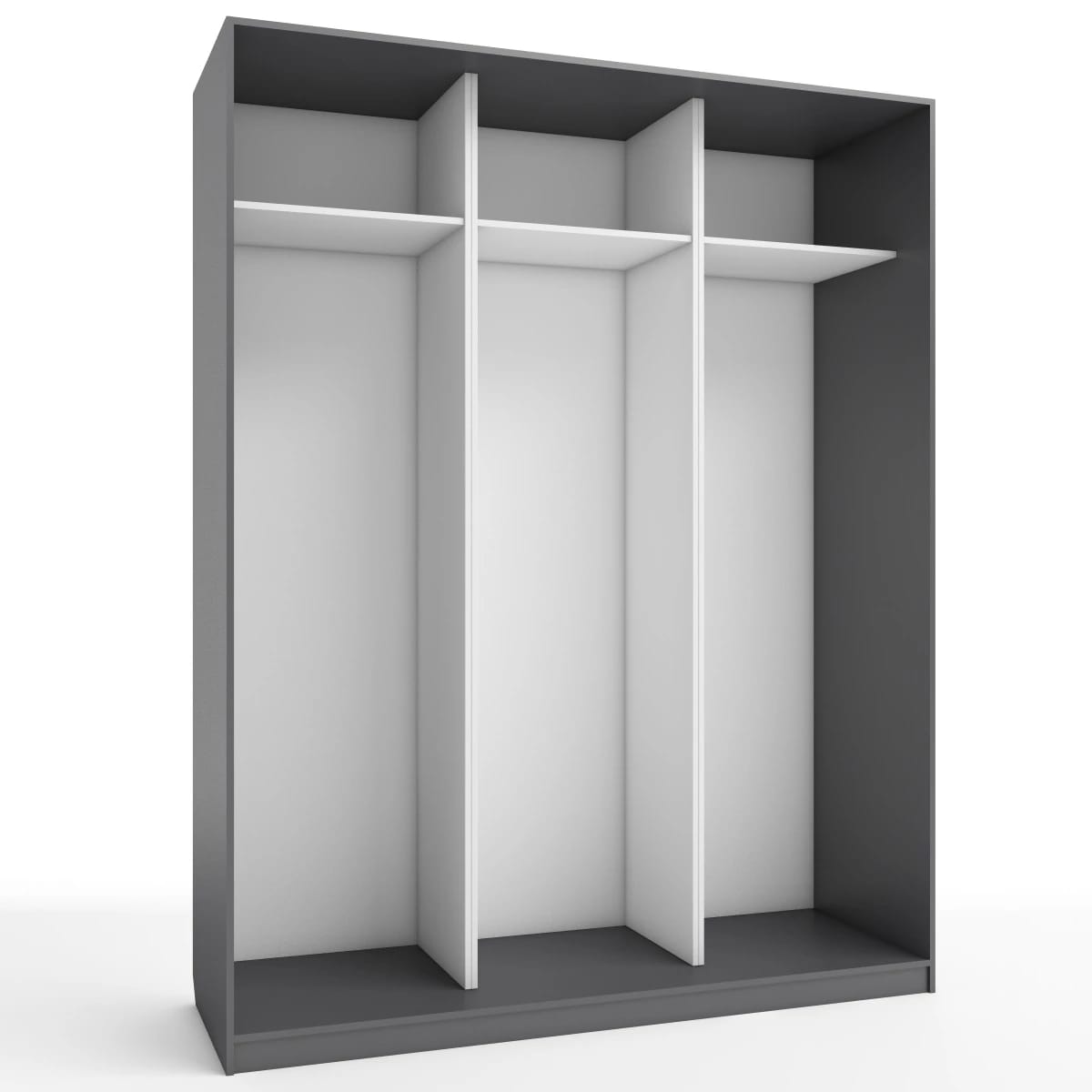 КОРПУС ШКАФА 1800*600*2300 ММ С АНТРЕСОЛЬНЫМИ ПОЛКАМИ (Корпус: ГРАФИТ, Наполнение: БЕЛЫЙ шагрень) - фото 1
