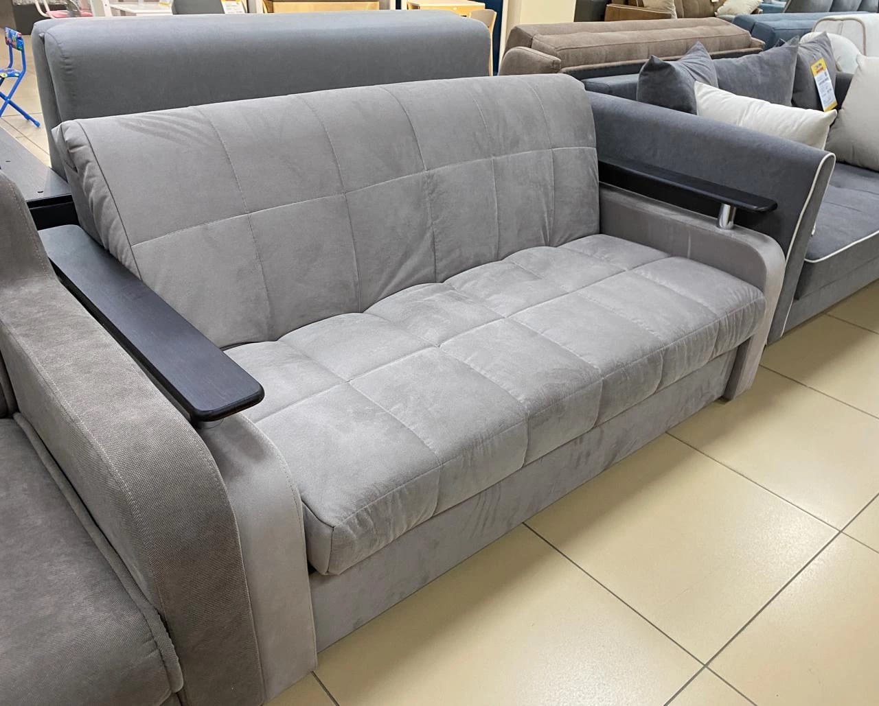 ДЕНВЕР (Велюр Maxx 232 (серо-бежевый)/декор Венге) - фото 6